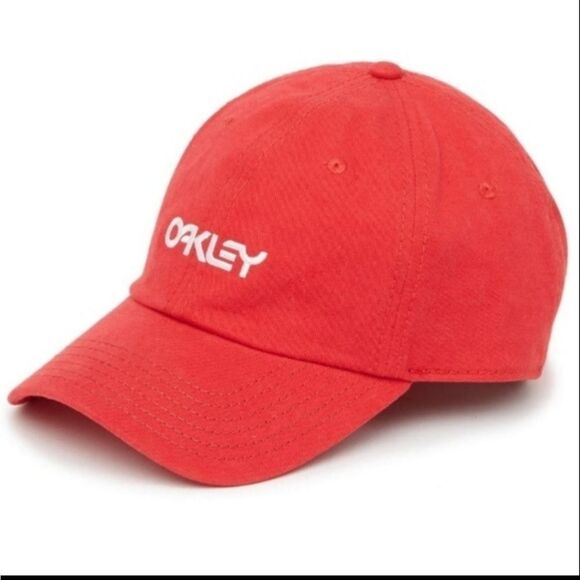 NEW OAKLEY RED WHITE LOGO SPELLOUT NAUTICAL SUMMER BASEBALL HAT CAP NWT - Picture 1 of 2